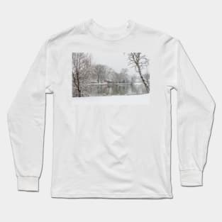 Snowing on Lake Weamaconk Long Sleeve T-Shirt